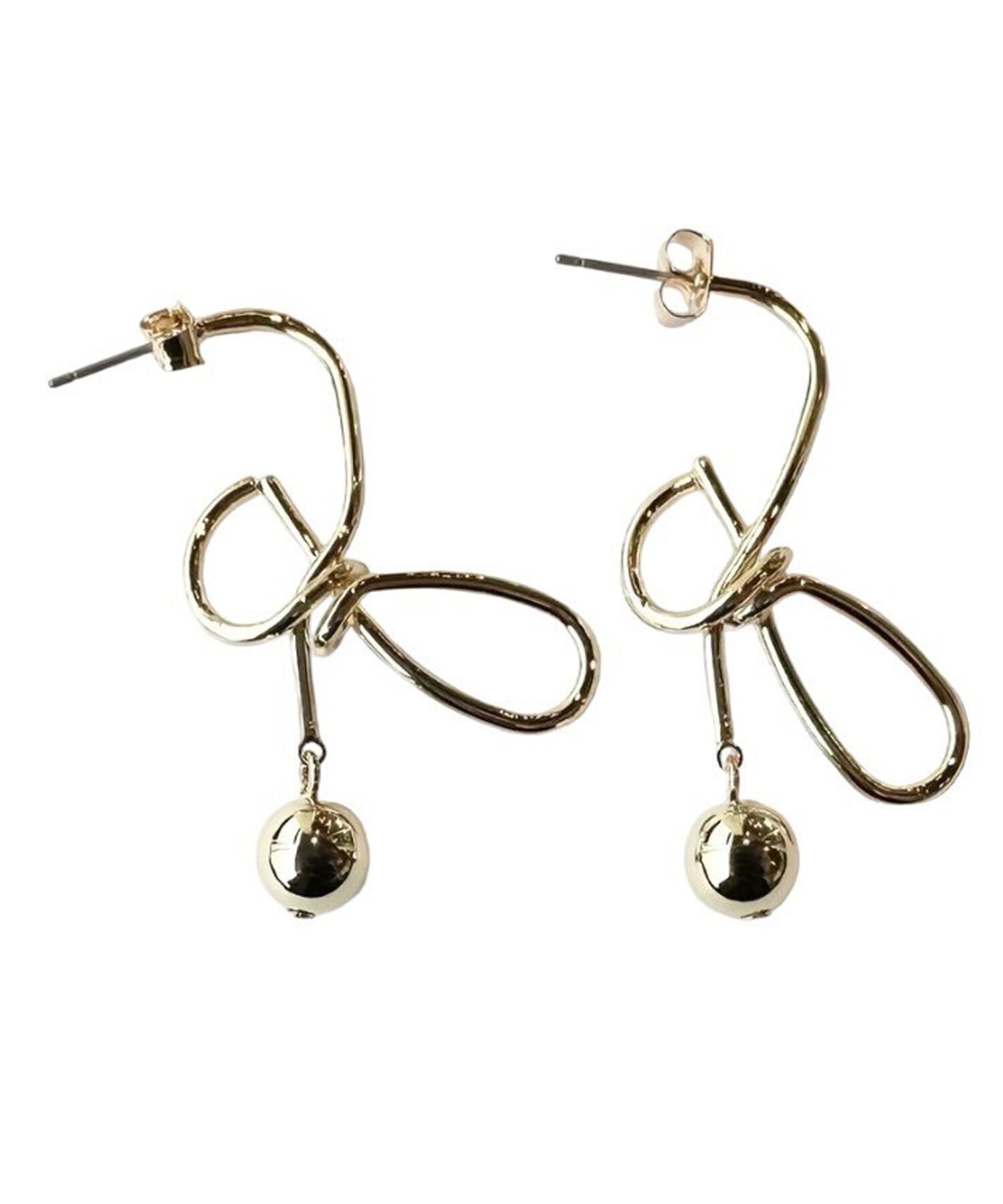 Phoebe+「【amplis】leonリボンピアス ゴールド」|ピアス|