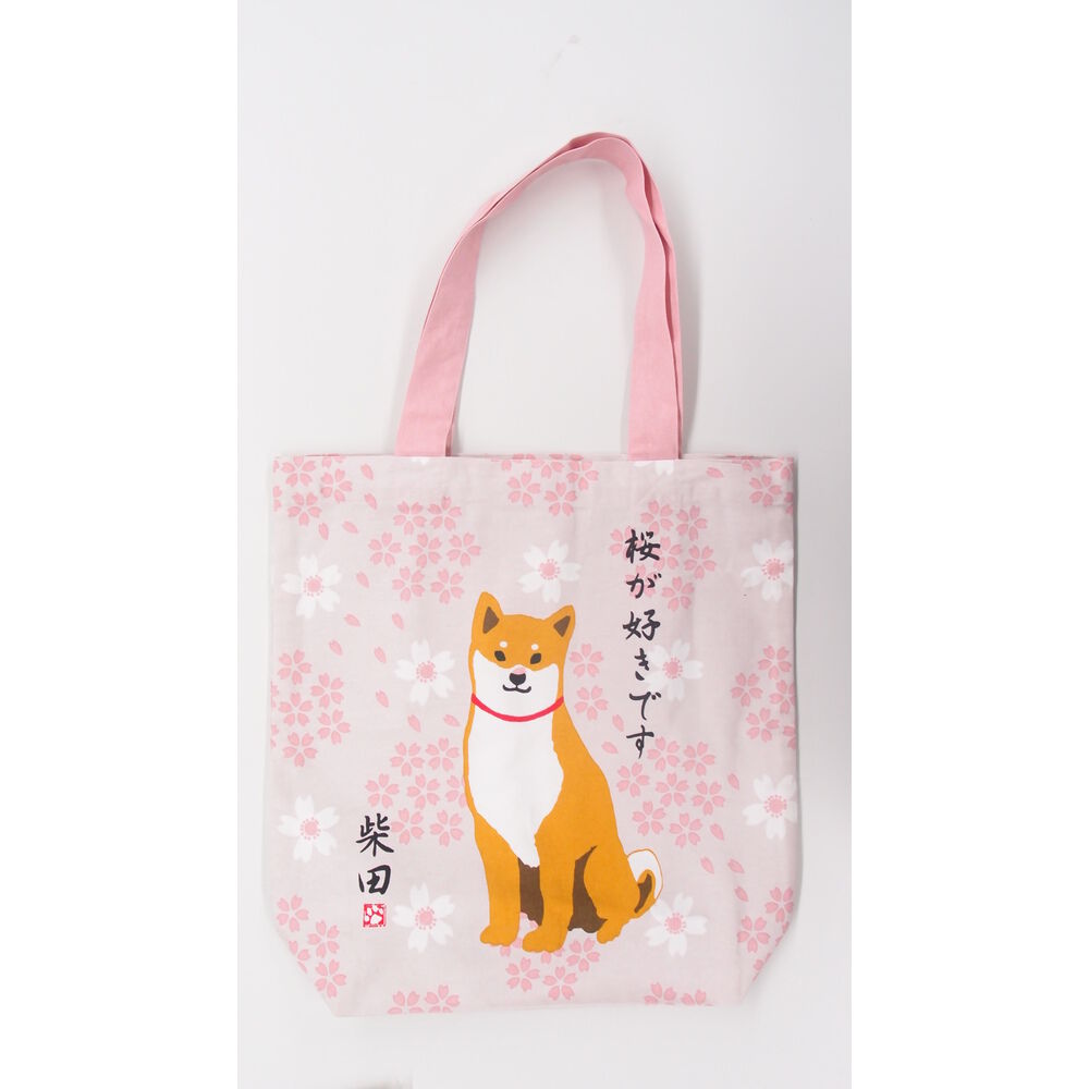 BACKYARD FAMILY「フレンズヒル トートバッグ A4 しばたさん 通販 トートバック FRIENDSHILL 柴犬」|トートバッグ|ピンク1