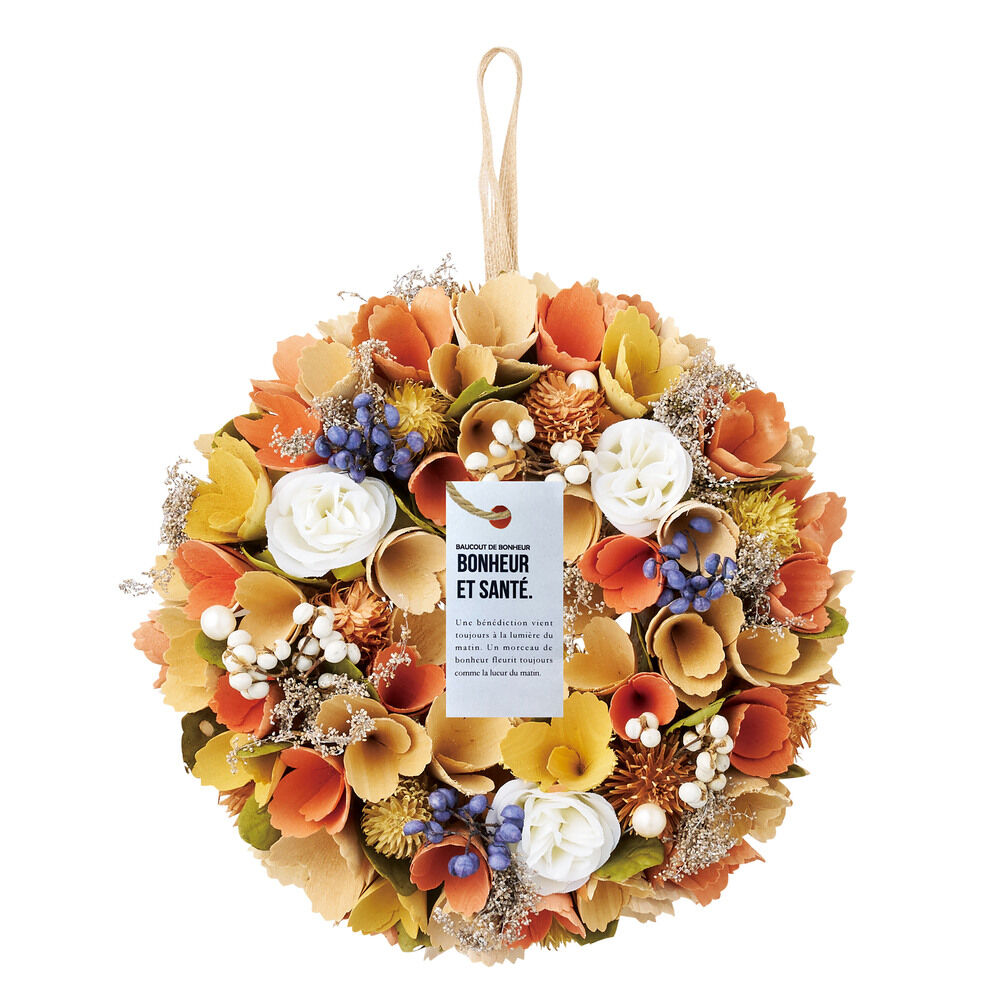 BACKYARD FAMILY「ナチュラル リース Mサイズ 玄関 M 通販 造花 フラワーギフト 飾り フェイクフラワー」|その他|イエロー1