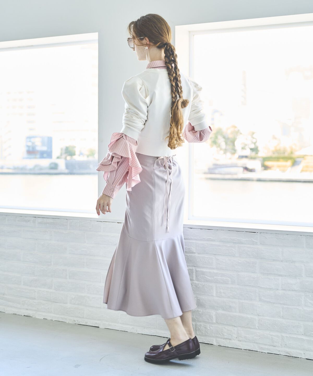 アンドクチュール「アシメギャザーマーメイドスカート」|スカート|