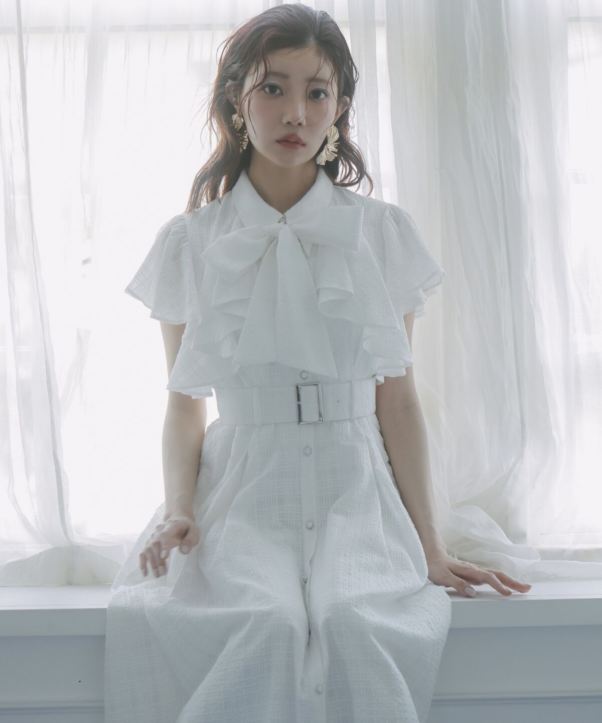 アンドクチュール「シアーチェックフリルリボンワンピース」|ワンピース|