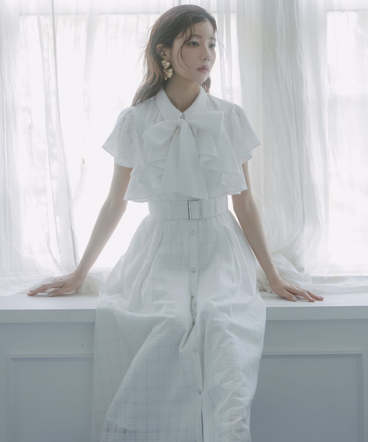 アンドクチュール「シアーチェックフリルリボンワンピース」|ワンピース|