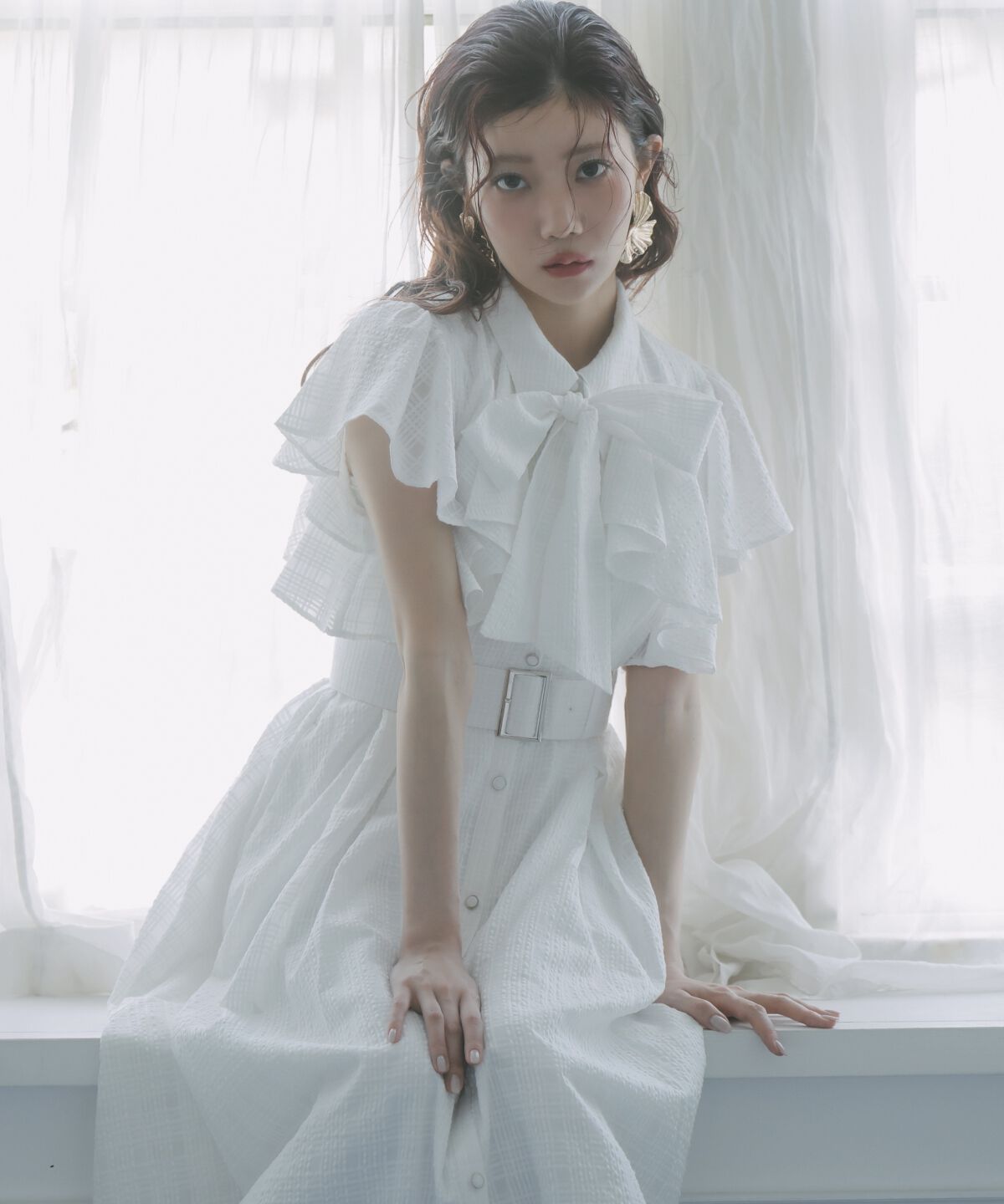 アンドクチュール「シアーチェックフリルリボンワンピース」|ワンピース|