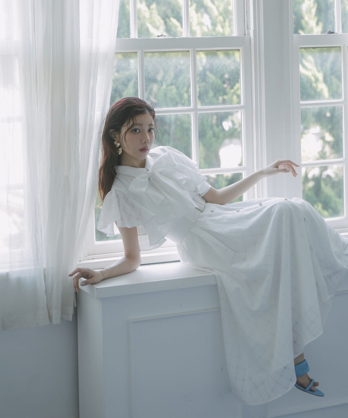 アンドクチュール「シアーチェックフリルリボンワンピース」|ワンピース|