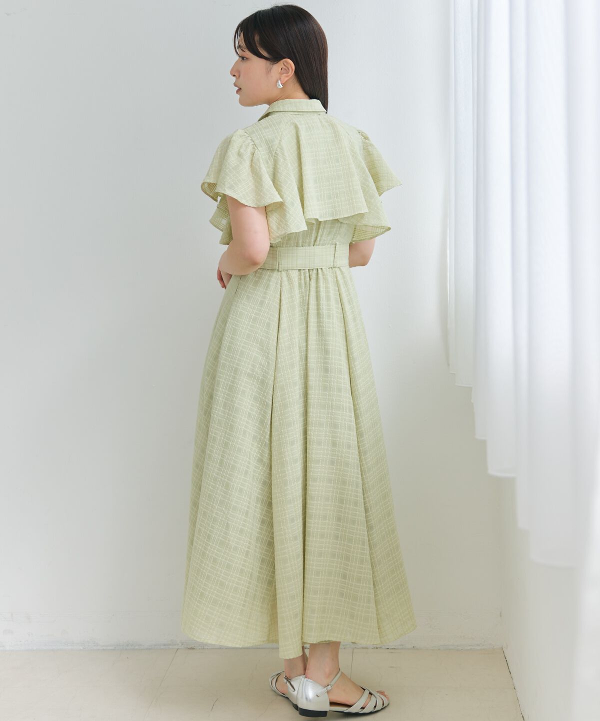 アンドクチュール「シアーチェックフリルリボンワンピース」|ワンピース|