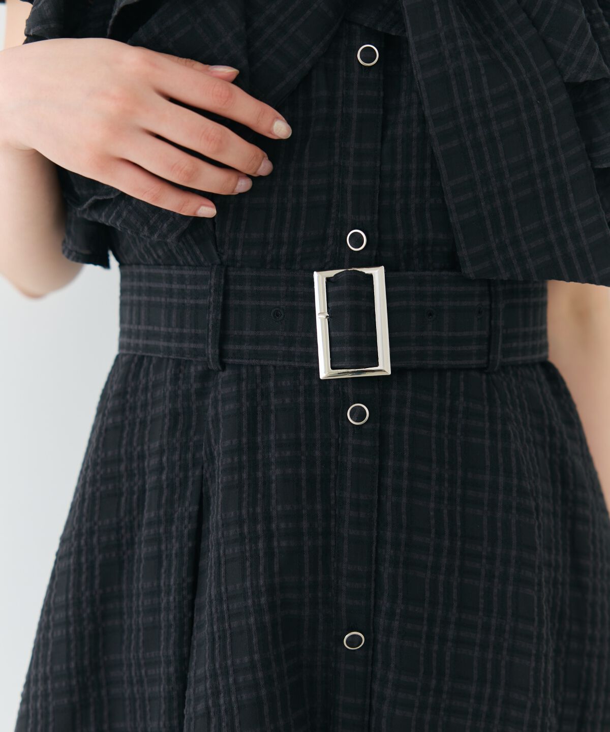 アンドクチュール「シアーチェックフリルリボンワンピース」|ワンピース|