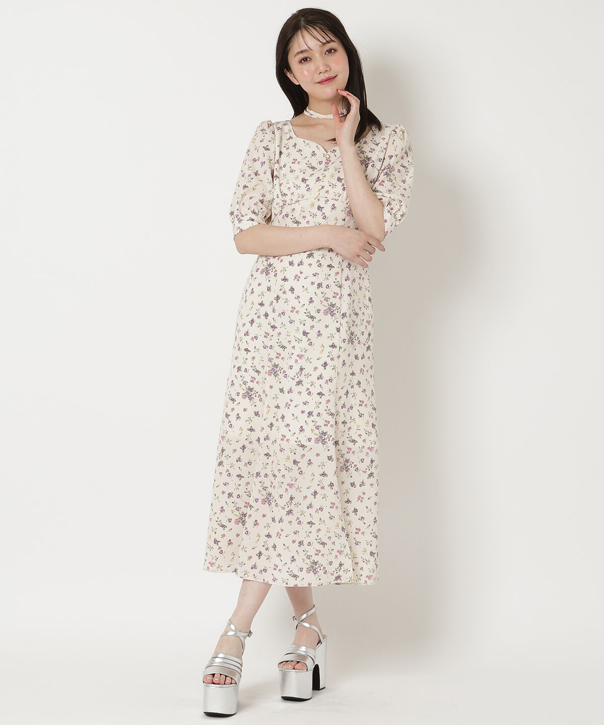 REDYAZEL「チョーカー付きフラワーワンピース」|ワンピース|