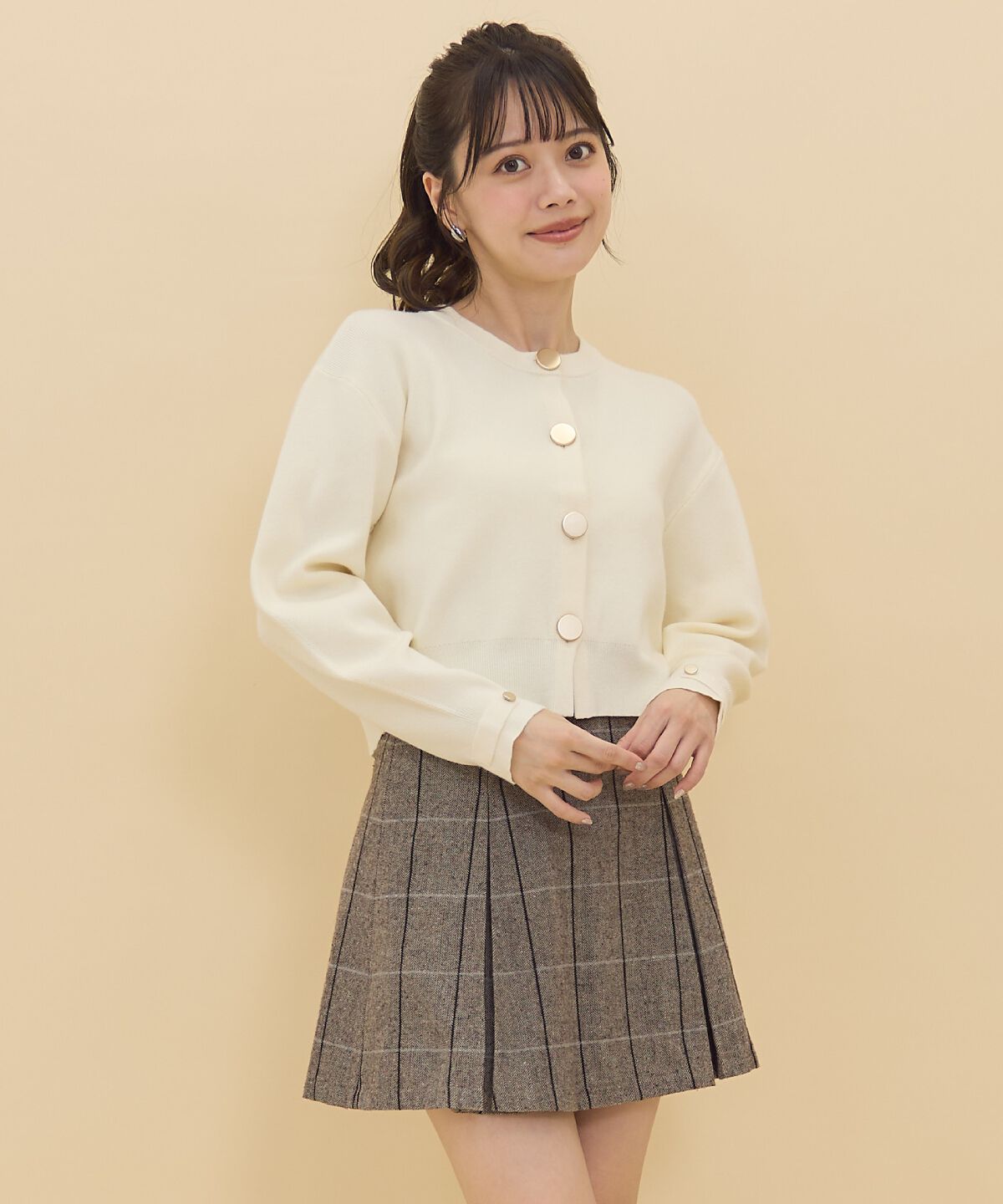 REDYAZEL「ゴールドボタンニットカーディガン」|カーディガン|