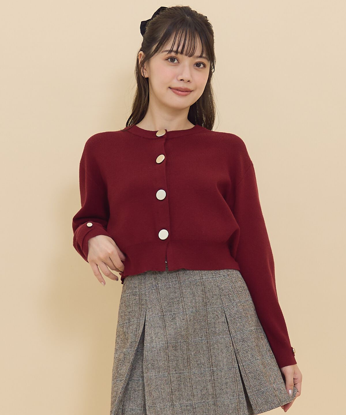 REDYAZEL「ゴールドボタンニットカーディガン」|カーディガン|