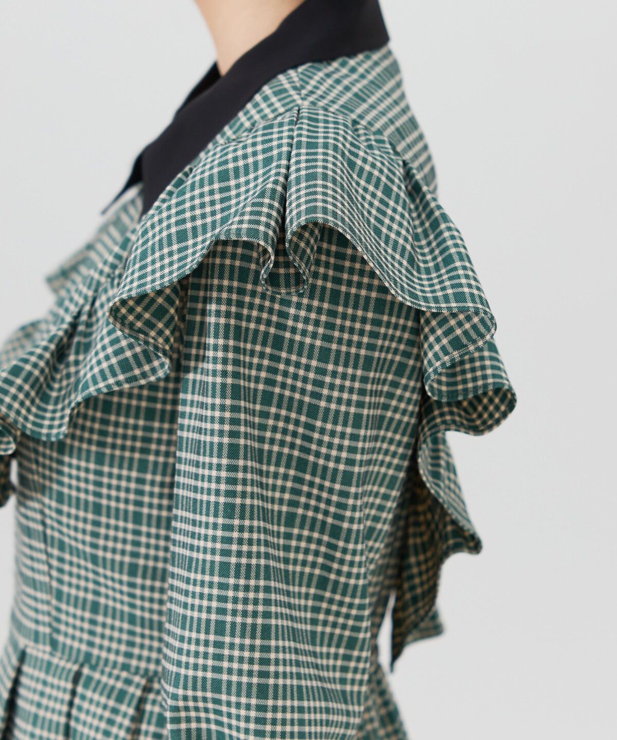 REDYAZEL「チェックフロントジップフリルミニシャツワンピース」|ワンピース|