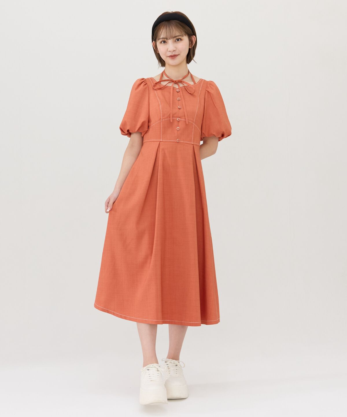 REDYAZEL「バルーンスリーブワンピース」|ワンピース|オレンジ