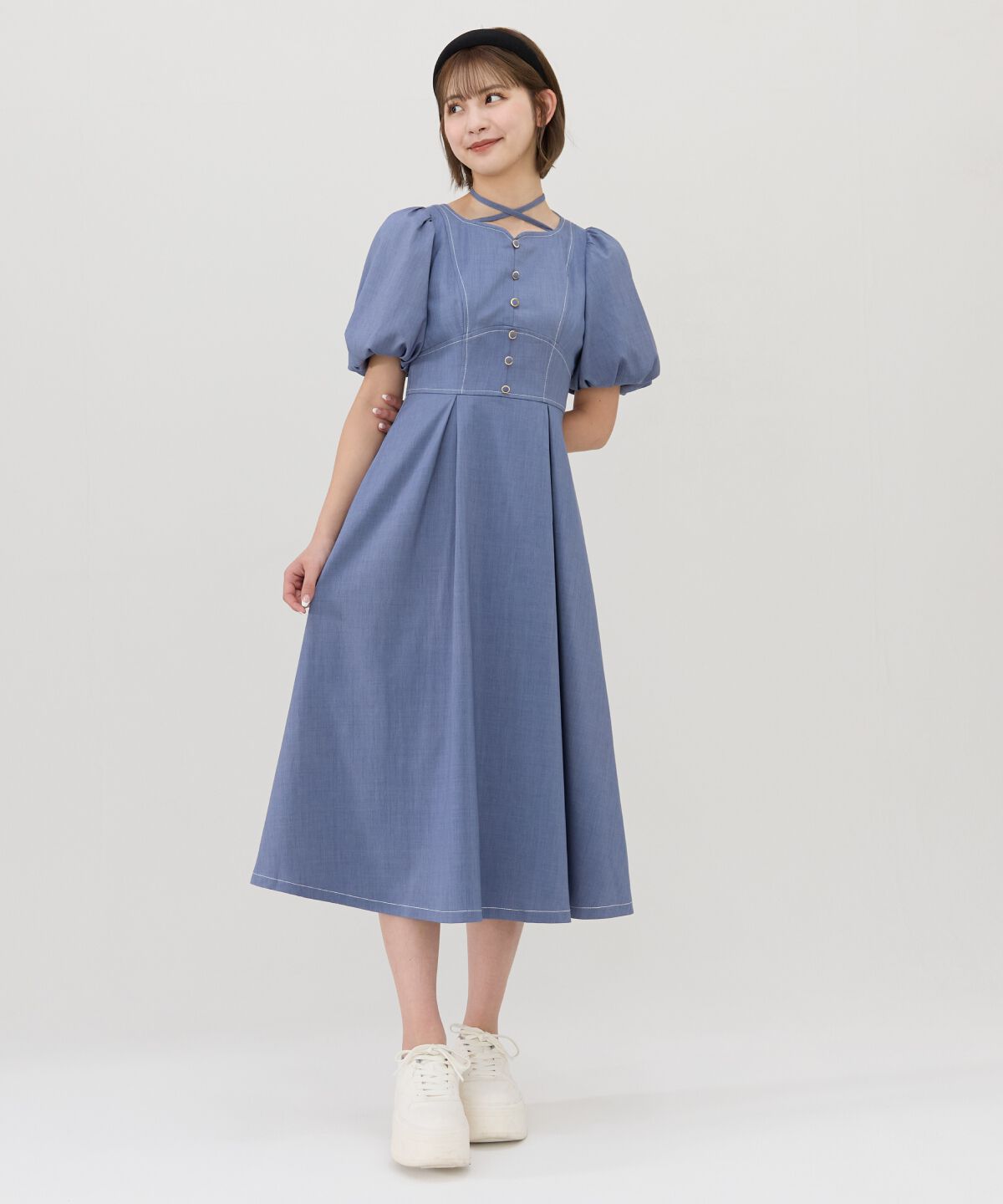 REDYAZEL「バルーンスリーブワンピース」|ワンピース|ブルー