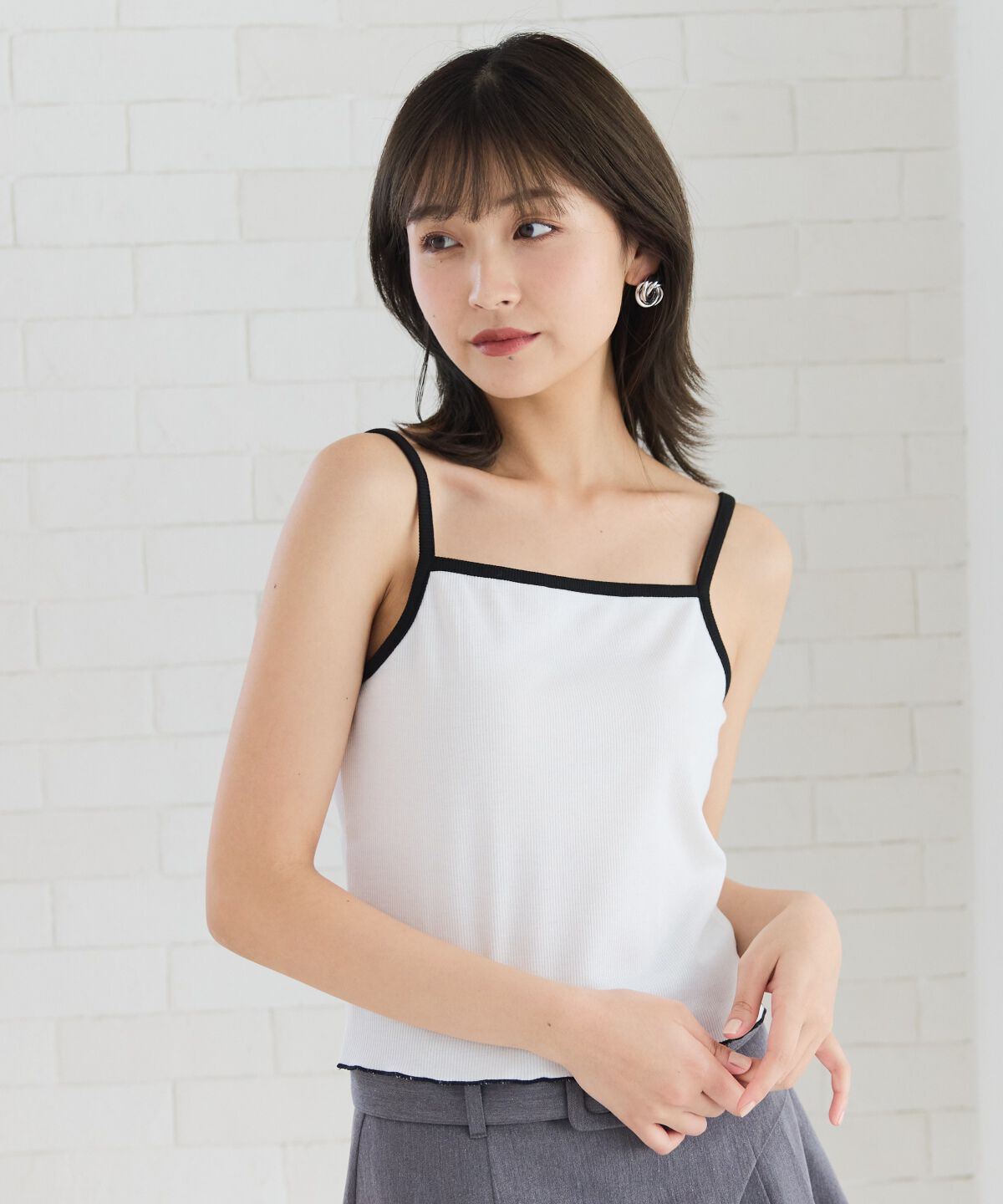 REDYAZEL「バイカラーパイピングカーディガン＆キャミソールセット」|カーディガン|