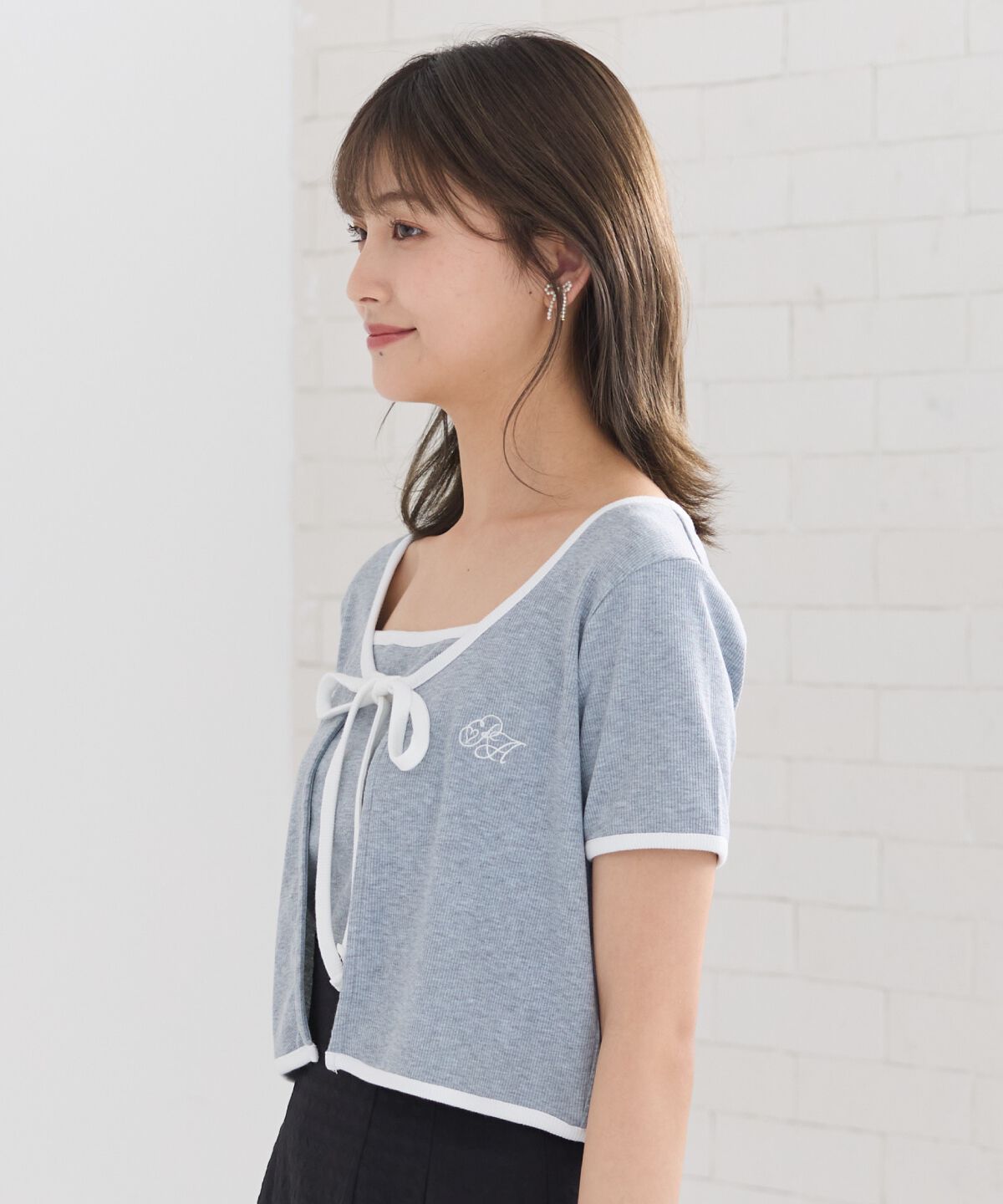 REDYAZEL「バイカラーパイピングカーディガン＆キャミソールセット」|カーディガン|