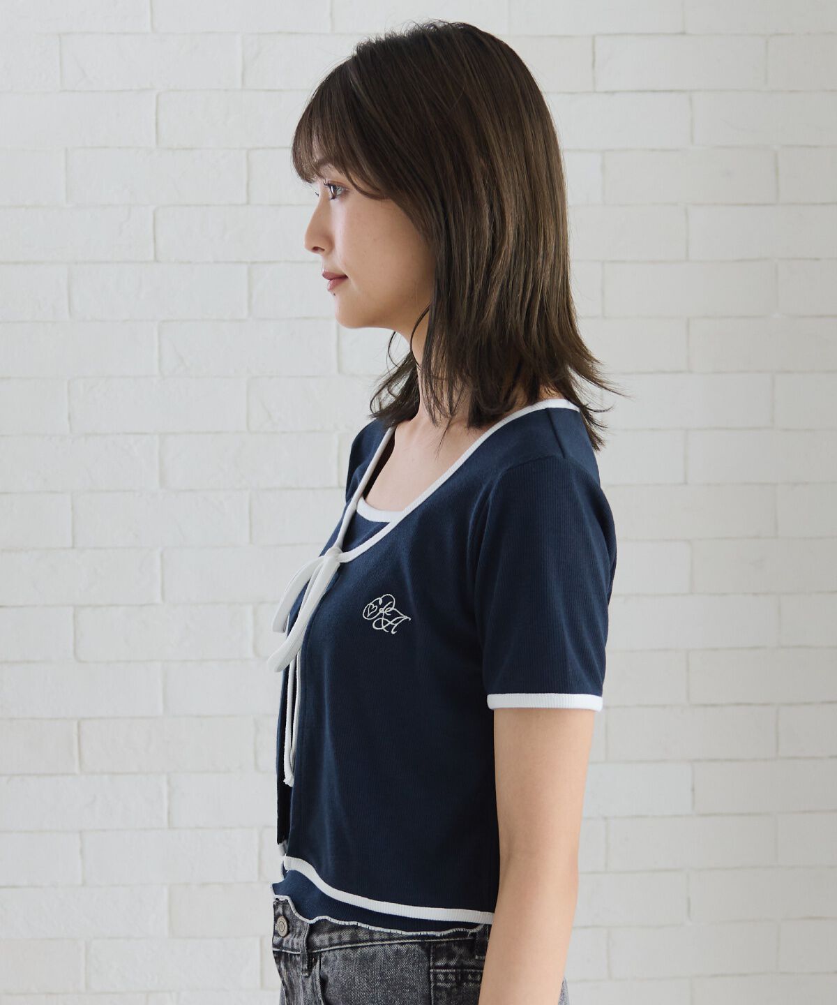 REDYAZEL「バイカラーパイピングカーディガン＆キャミソールセット」|カーディガン|