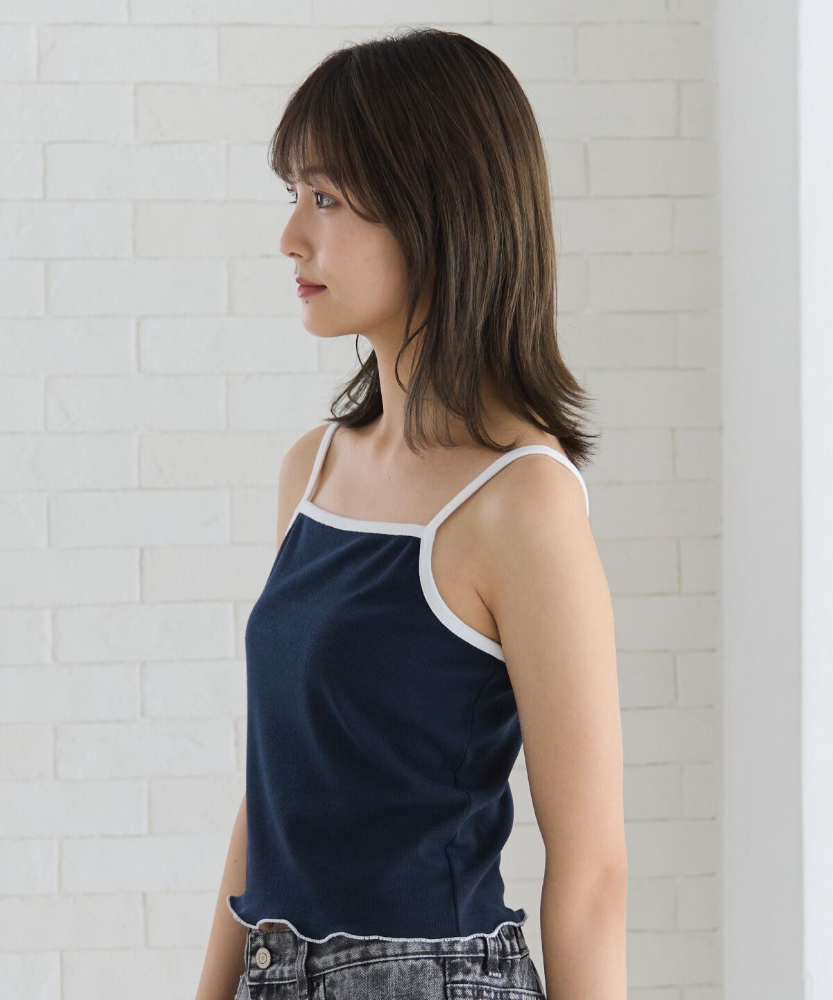 REDYAZEL「バイカラーパイピングカーディガン＆キャミソールセット」|カーディガン|