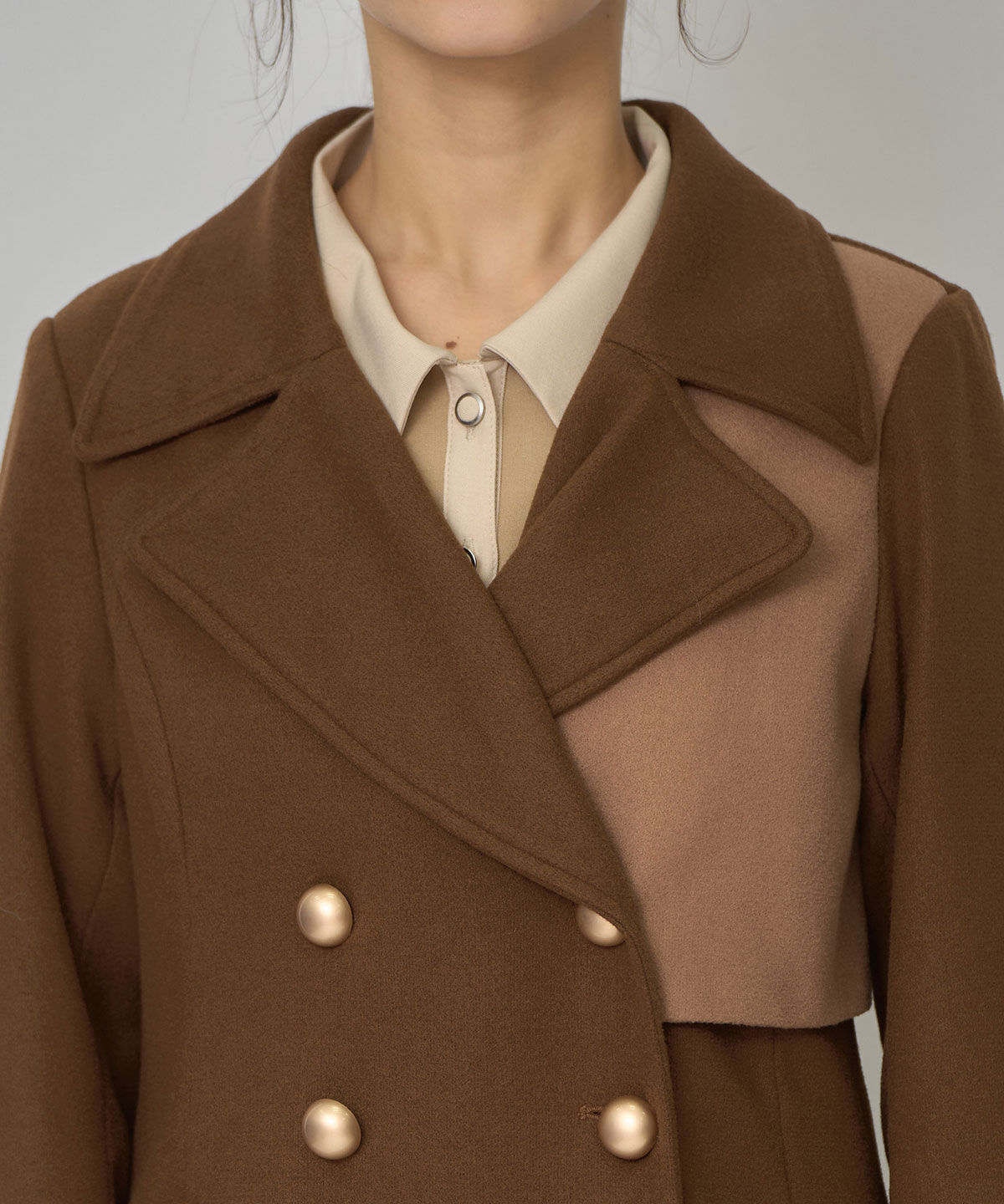 REDYAZEL「バイカラースリムチェスターコート」|ステンカラーコート|