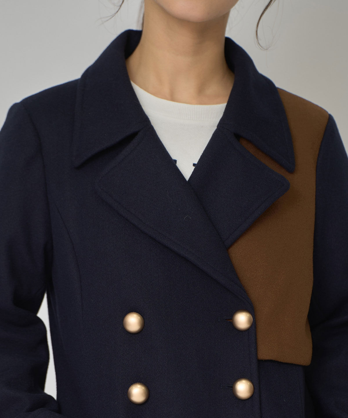 REDYAZEL「バイカラースリムチェスターコート」|ステンカラーコート|