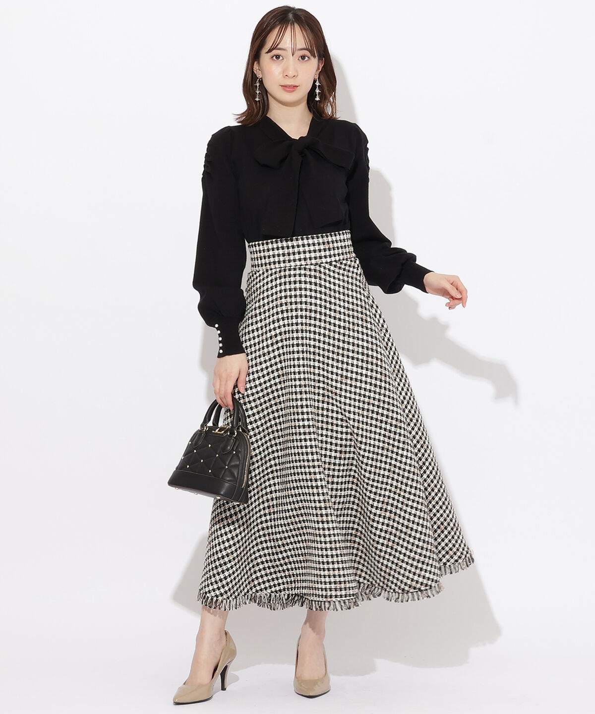 WILLSELECTION「フリンジチェックスカート」|フレア|
