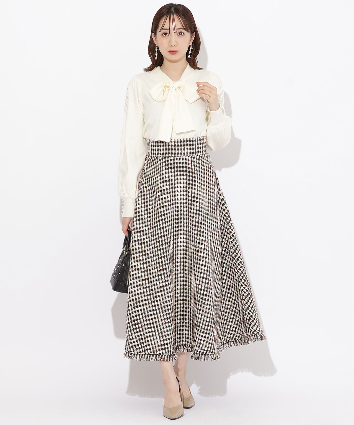 WILLSELECTION「フリンジチェックスカート」|フレア|