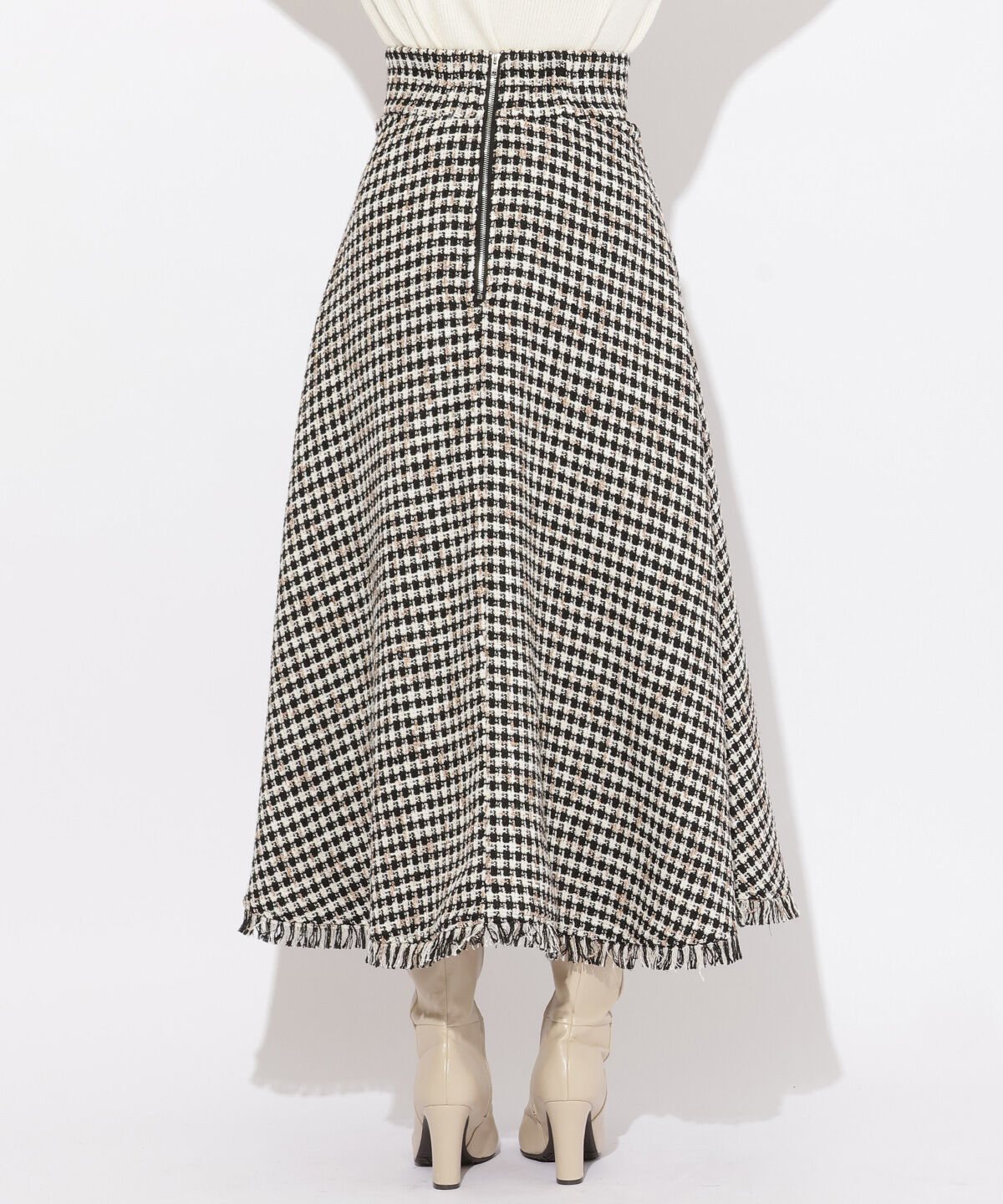 WILLSELECTION「フリンジチェックスカート」|フレア|
