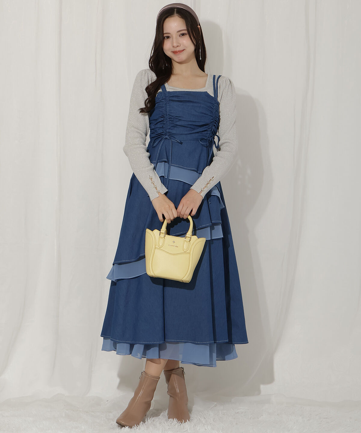 WILLSELECTION「ティアードギャザーキャミワンピース」|ワンピース|ダークブルー