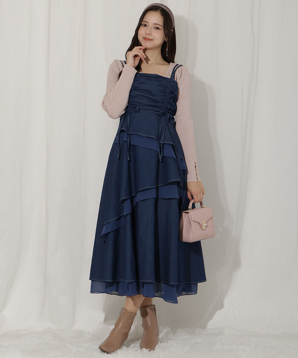 WILLSELECTION「ティアードギャザーキャミワンピース」|ワンピース|ネイビー