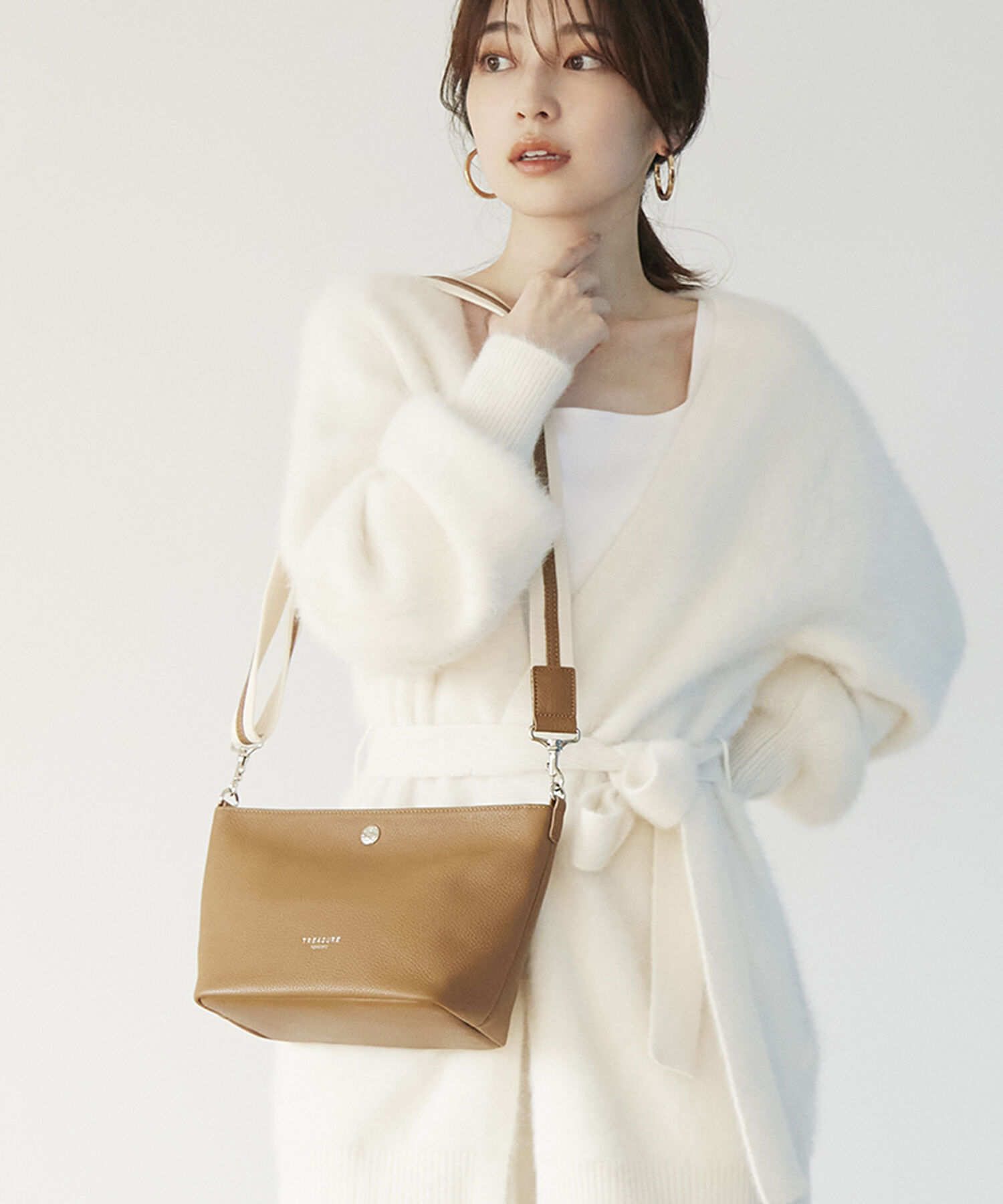 TOPKAPI TREASURE「【TREASURE TOPKAPI】 ソフトシュリンク テープ コンビ レザー ミニショルダーバッグ」|ショルダー・メッセンジャー|ブラウン