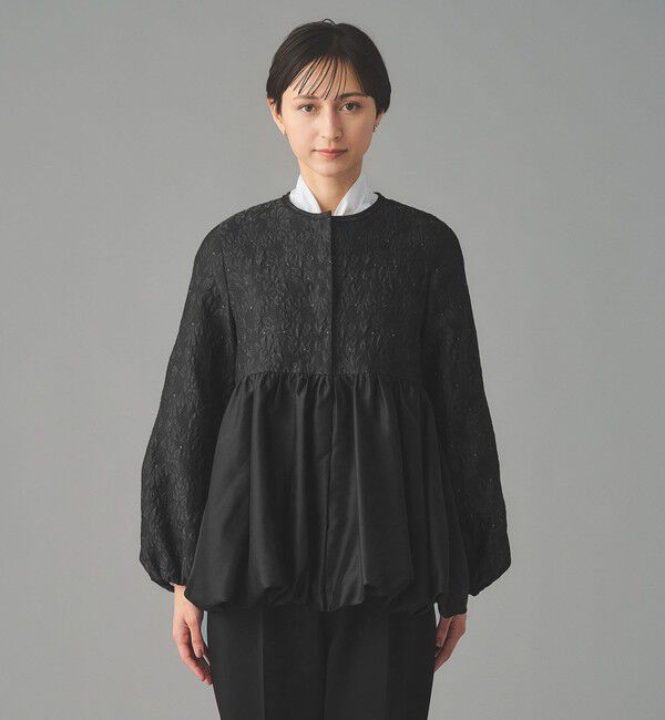 UNITED ARROWS「GISHA 2トーン ジャガード ジャケット」|ノーカラージャケット|