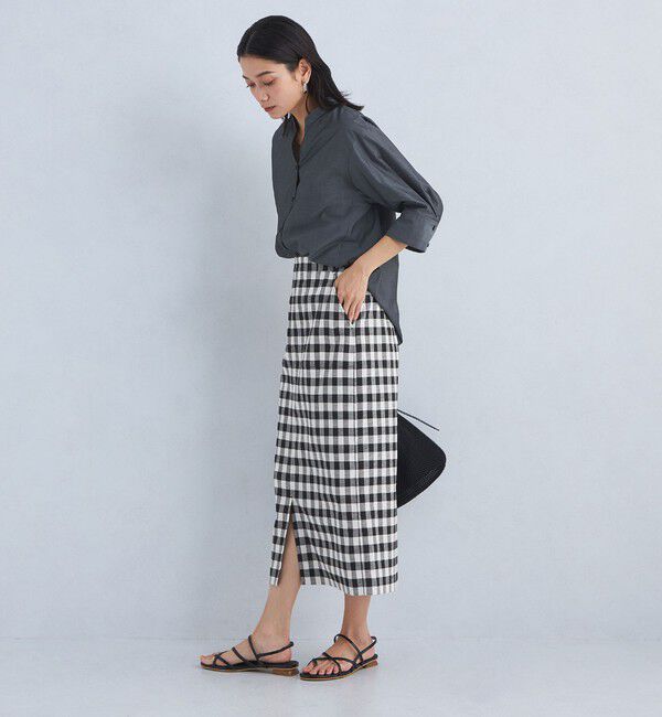 UNITED ARROWS green label relaxing「［size SHORTあり］キチントボトムス Iライン スリム タイト スカート ギンガムチェック」|タイト|