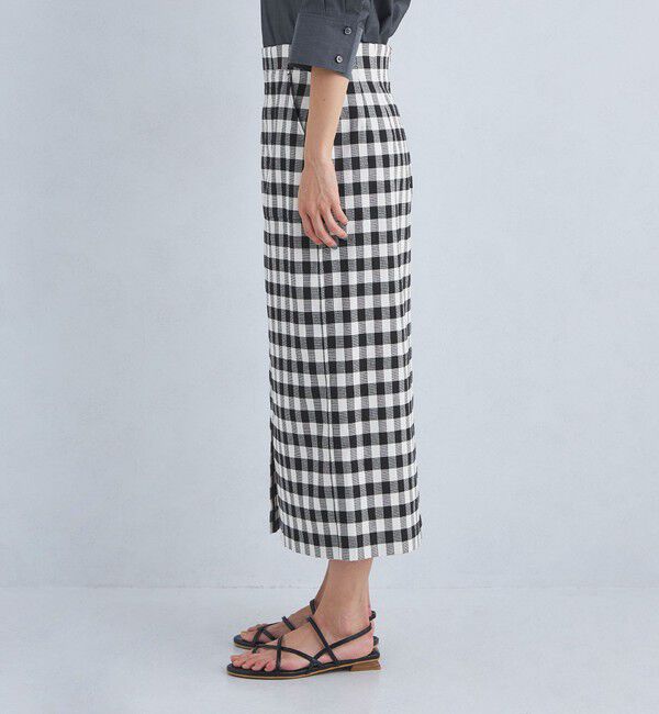 UNITED ARROWS green label relaxing「［size SHORTあり］キチントボトムス Iライン スリム タイト スカート ギンガムチェック」|タイト|