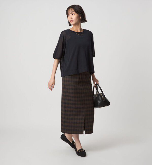 UNITED ARROWS green label relaxing「［size SHORTあり］キチントボトムス Iライン スリム タイト スカート ギンガムチェック」|タイト|