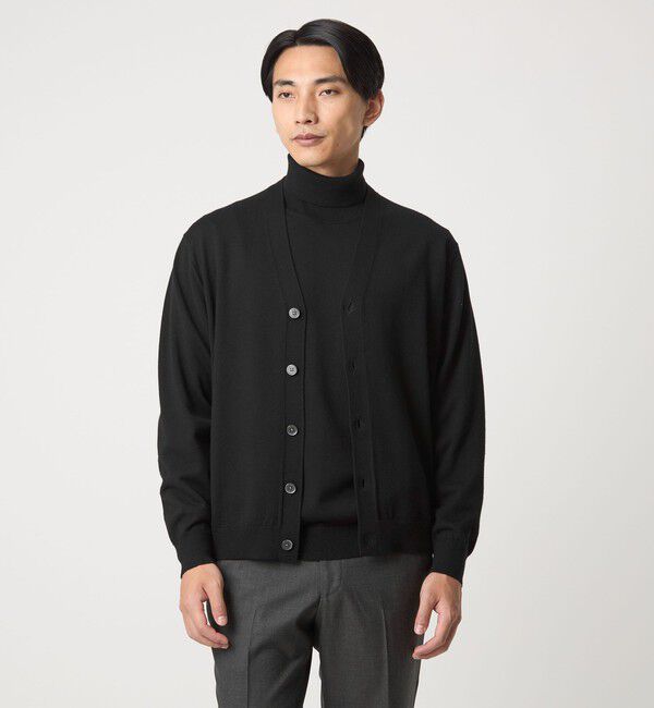UNITED ARROWS green label relaxing「Super 120's ハイゲージ ニット カーディガン」|カーディガン|BLACK