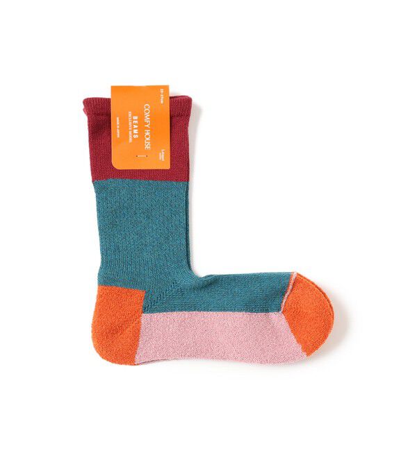 BEAMS「COMFY HOUSE / Multi Panel Crew Socks」|ソックス|Burgundy