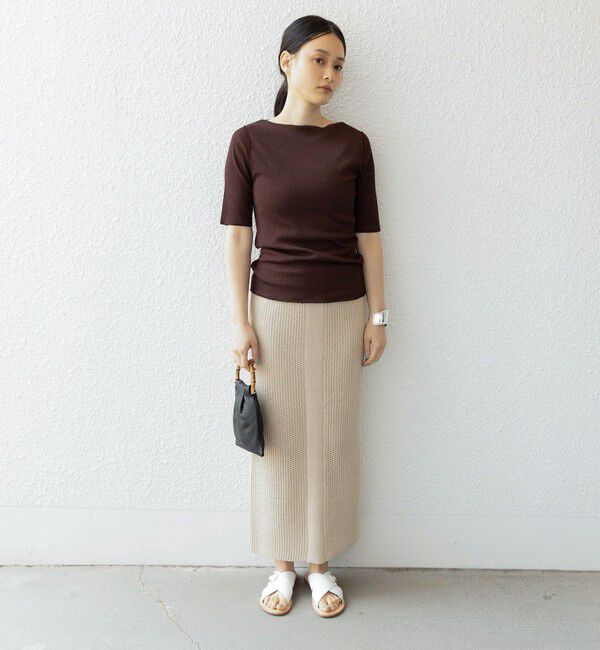 SHIPS for women「〈手洗い可能〉ドライテレコ ボートネック 5分袖 カットソー」|Tシャツ・カットソー|