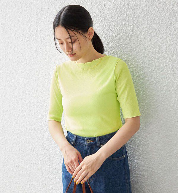 SHIPS for women「〈手洗い可能〉ドライテレコ ボートネック 5分袖 カットソー」|Tシャツ・カットソー|