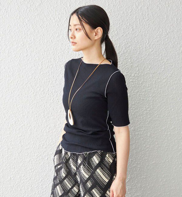 SHIPS for women「〈手洗い可能〉ドライテレコ ボートネック 5分袖 カットソー」|Tシャツ・カットソー|