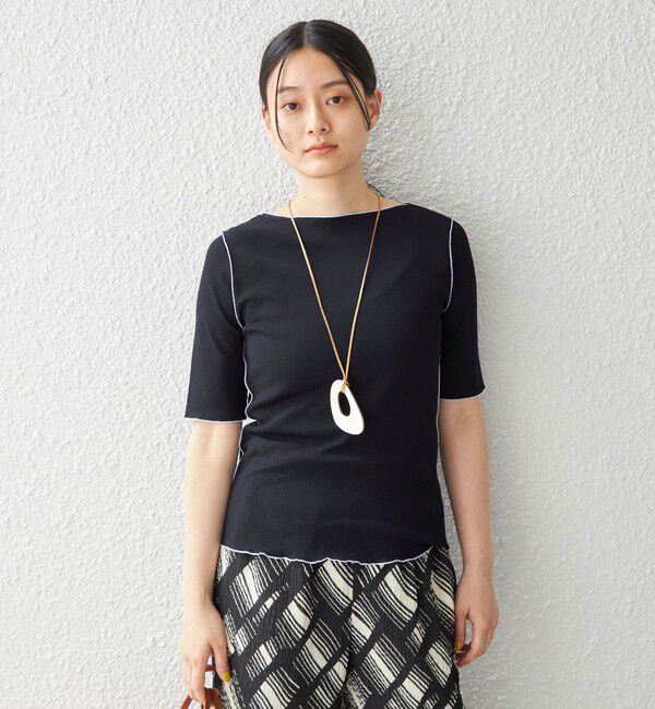 SHIPS for women「〈手洗い可能〉ドライテレコ ボートネック 5分袖 カットソー」|Tシャツ・カットソー|