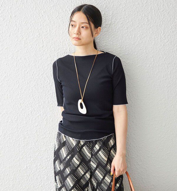 SHIPS for women「〈手洗い可能〉ドライテレコ ボートネック 5分袖 カットソー」|Tシャツ・カットソー|