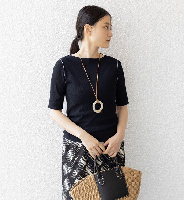 SHIPS for women「〈手洗い可能〉ドライテレコ ボートネック 5分袖 カットソー」|Tシャツ・カットソー|