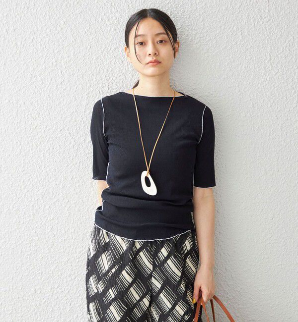 SHIPS for women「〈手洗い可能〉ドライテレコ ボートネック 5分袖 カットソー」|Tシャツ・カットソー|