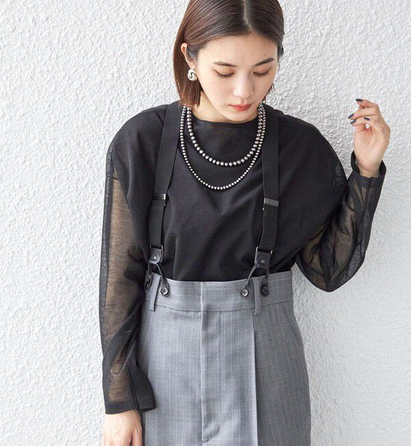 SHIPS for women「〈手洗い可能〉シアー レイヤード リバーシブル プルオーバー◇」|ニット・セーター|ブラック