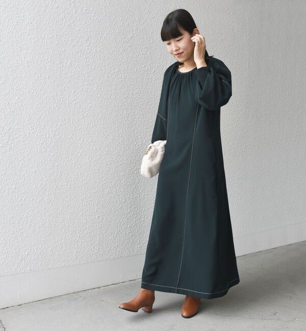 SHIPS for women「* 〈洗濯機可能 / セレモニー対応可〉ステッチ ショルダー タック ワンピース ◇」|ワンピース|