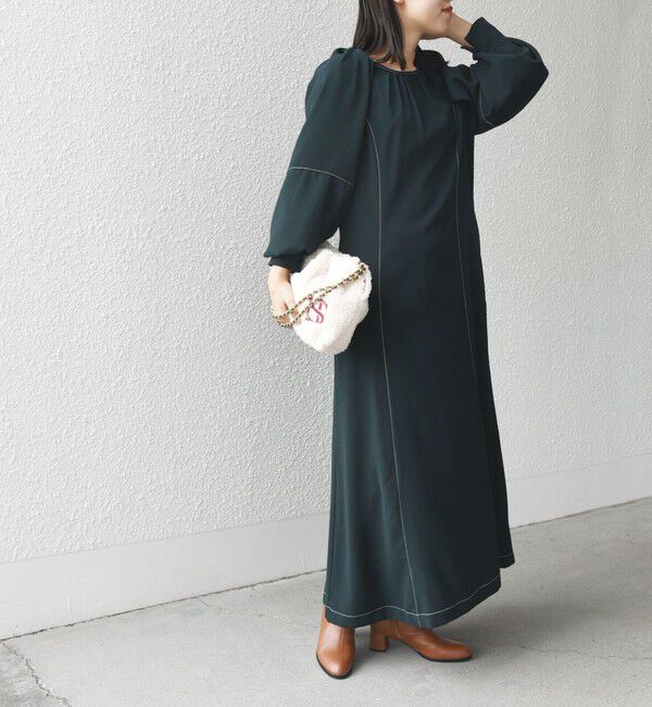 SHIPS for women「* 〈洗濯機可能 / セレモニー対応可〉ステッチ ショルダー タック ワンピース ◇」|ワンピース|