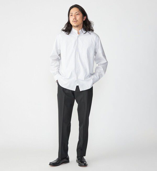 SHIPS「SHIPS: バンドカラー スーピマ コットン ポプリン ストライプ 長袖 シャツ」|シャツ・ブラウス|