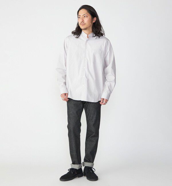 SHIPS「SHIPS: バンドカラー スーピマ コットン ポプリン ストライプ 長袖 シャツ」|シャツ・ブラウス|