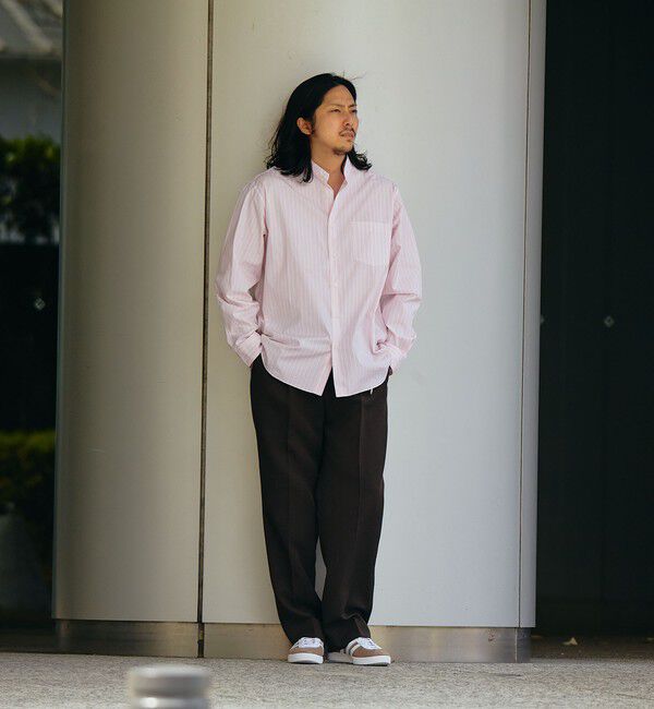 SHIPS「SHIPS: バンドカラー スーピマ コットン ポプリン ストライプ 長袖 シャツ」|シャツ・ブラウス|