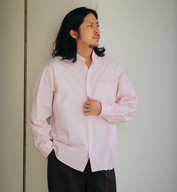 SHIPS「SHIPS: バンドカラー スーピマ コットン ポプリン ストライプ 長袖 シャツ」|シャツ・ブラウス|