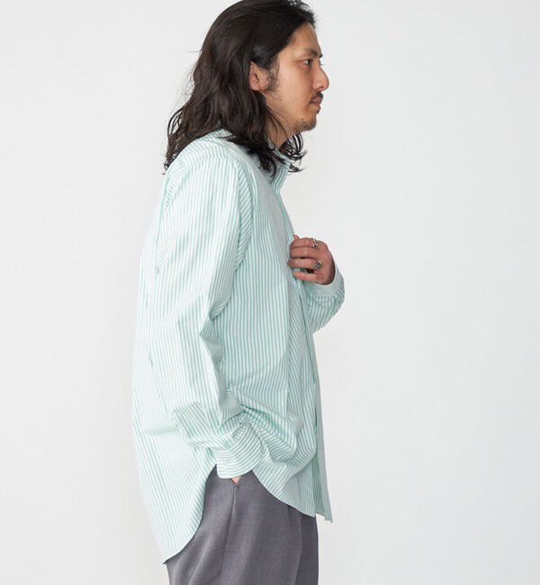 SHIPS「SHIPS: バンドカラー スーピマ コットン ポプリン ストライプ 長袖 シャツ」|シャツ・ブラウス|