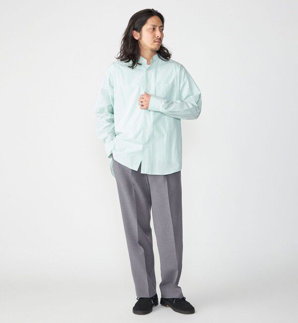 SHIPS「SHIPS: バンドカラー スーピマ コットン ポプリン ストライプ 長袖 シャツ」|シャツ・ブラウス|